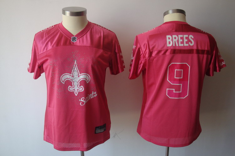 Saints #9 Drew Brees Pink 2011 Women's Fem Fan Stitched NFL Jersey - Click Image to Close